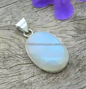 จี้พลอยมูนสโตนสีรุ้งคุณภาพดีที่สุด925จี้เงินสเตอร์ลิงและจี้เงินแท้สำหรับเป็นของขวัญสำหรับเขา/เธอ - Product Image 1