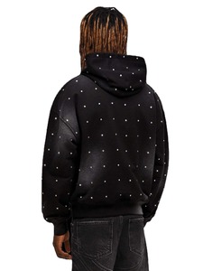 Sweat à capuche d'hiver personnalisé pour homme, brodé de strass, double fermeture éclair, en polaire épaisse, coupe oversize, haute qualité, respirant - Product Image 2