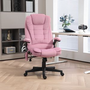 Sedia da Ufficio Direzionale in Velluto Rosa con Massaggio Riscaldato e 6 Punti di Vibrazione, Design Tradizionale e Contemporaneo per Dirigenti - Product Image 2