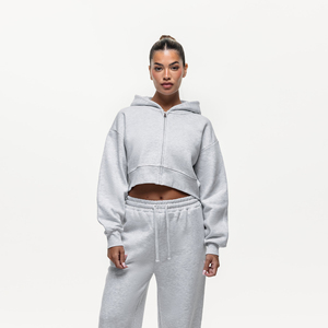 Ensemble <span class=keywords><strong>2</strong></span> pièces personnalisé pour femme en coton 100% vintage délavé à l'acide, avec broderie 3D, comprenant un sweat à capuche demi-zip à manches courtes et un pantalon de jogging, imprimé graphique - Product Image 4