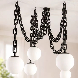 Luminaire suspendu moderne décoratif en résine colorée, chaîne de maillons en acrylique, lustre pour maison moderne, bureau, hôtel, plafond. - Product Image 1