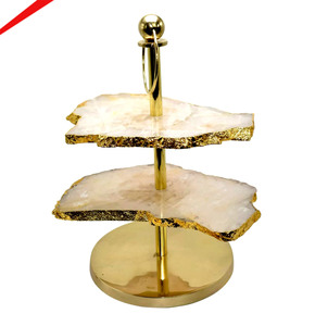 Fabulous Design 2 Tier Metal Cake Stand With Decorative Leaf Branch Design Hammered Finish Serving <b>Cup</b> Cake Stand For Parties - Product Image 5