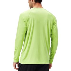 Breathable Men's Long Sleeve Light <b>Green</b> Rash Guard UPF 50 Plus Sun Protection Quick Dry Lightweight Athletic Swim Shirt - Product Image 3