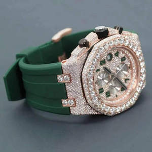 Montre Chronographe de Luxe en Acier Inoxydable 41MM, Édition Limitée, Diamant Moissanite VVS1, Mouvement Quartz, Verre, Style Hip-Hop - Product Image 2