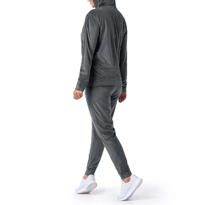 Ensemble de survêtement décontracté pour femme, nouvelle mode, avec sweat à capuche zippé à manches longues, deux pièces, en velours 100 % coton, vente en gros - Product Image 3