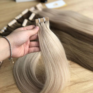 Extensions à bandes adhésives en cheveux vierges vietnamiens, style lisse, avec dentelle HD, 100% cuticules alignées, couleur claire, bandes invisibles, épaisses, d'un seul donneur - Product Image 1