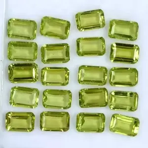 批发工厂价格高品质天然橄榄石刻面八角形切割苹果绿色7x9mm批发宽松宝石