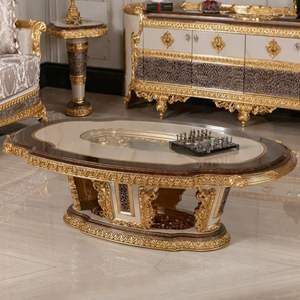 Juego de Sofás Seccionales Clásicos de Lujo, Esponja, Madera de Caoba Tallada en Dorado, Diseño Tradicional en Forma de L para Apartamento, Sala de Estar, Hotel - Product Image 2