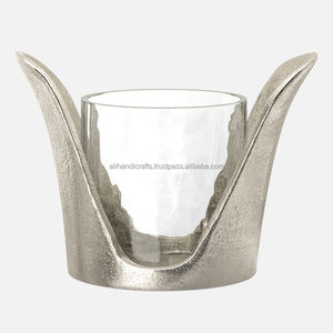 Indian Handicraft Filigree Vintage Metal Leaf Shape <b>Tealight</b> <b>Holder</b> - Artisan Pierced Shadow Votive Stand for Festive - Product Image 4