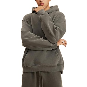 Sudadera con capucha extragrande de algodón afelpado con cremallera para hombre, estilo vintage, de peso pesado, para invierno, con lavado ácido, estilo urbano - Product Image 1