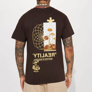 T-shirt vintage personnalisable avec logos thermocollés, décontracté, vierge, de marque, pour homme, coupe oversize, épais, et ensemble short pour homme - Product Image 3