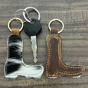 2026 New Personalized Handmade Cowhide <b>Leather</b> Boot Shaped <b>Keychain</b> Western Real Genuine <b>Leather</b> Key Fob Unisex Gift Accessories - Product Image 6