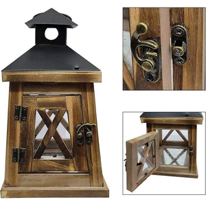 Farol de vela de madera vintage estilo castillo, centro de mesa rústico para bodas, decoración de pared interior/exterior para mesa, para Navidad - Product Image 2