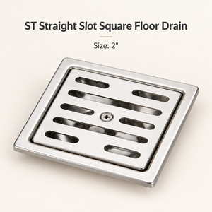 2 Inch Stainless Steel <b>Square</b> Floor <b>Drain</b> with Slotted Grate for Bathroom Washroom - Product Image 2