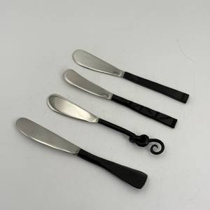 Hot <b>Sale</b> New Product 202 Stainless Steel <b>Set</b> of 4 with Black Powder Coated Handle with Different Design handle Cheese <b>Set</b> - Product Image 6