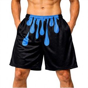Men Black <b>Shorts</b> Red Print Elastic Waist <b>Quick</b> <b>Dry</b> <b>Shorts</b> - Product Image 2
