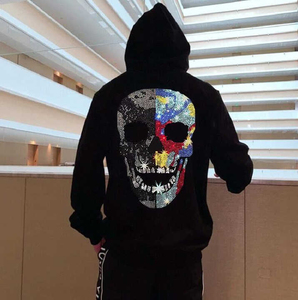 Sweat-shirt à capuche surdimensionné pour homme avec strass papillon, tricoté, style streetwear, pour l'automne - Product Image 2