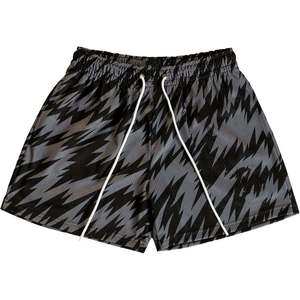 Shorts de sport pour homme à imprimé géométrique, séchage rapide, coupe classique, été, polyester tissé, longueur courte - Product Image 1