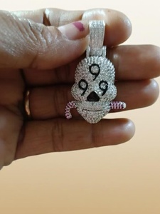 Pendentif Crâne en Moissanite VVS, Bijoux Hip-Hop Gothiques, Pendentif en Argent 925 Sertie de Pierres pour Hommes, Style Streetwear, Bijoux Rap, Halloween - Product Image 3