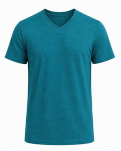 เสื้อยืดคอกลมแขนสั้นผู้ชาย สีพื้น ผ้าถัก ทรงปกติ สไตล์ลำลอง สีเขียวอมฟ้า สีกรมท่า สีเทา สีแดง สีดำ - Product Image 5