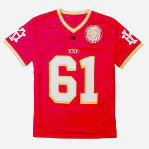 Camiseta Deportiva Personalizada de Fútbol Americano con Malla Roja, Uniforme de Equipo Transpirable de Poliéster para Hombre, Cuello en V, Etiqueta Privada OEM, Venta al Por Mayor, Hecho en EE. UU. - Product Image 6