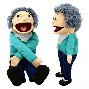 Marioneta de mano personalizada de abuela, marioneta ventriloquista de anciana, set de marionetas de peluche de abuela - Product Image 3