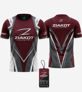 ZIAKOT industry New design Men's Custom Burgundy Gray-White Performance <b>T</b>-<b>Shirt</b> - Product Image 1