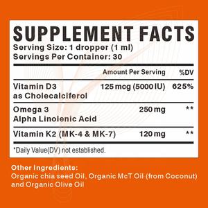 Gotas Orgânicas de Vitamina D3 K2 com Óleo <span class=keywords><strong>MCT</strong></span>, Ômega 3, Vitamina D Líquida para Defesa e Imunidade - Product Image 6