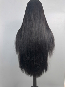 Peluca de 24 pulgadas! Peluca frontal de encaje de alta calidad 13*4 con parte trasera tejida, 100% cabello humano virgen, topper frontal de encaje negro - Product Image 3