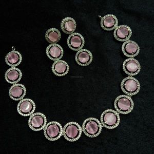 Ensemble de bijoux de mariée en diamant américain classique Collier et boucles d'oreilles en deux pièces pour mariage Style classique à la mode - Product Image 1