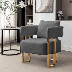 Silla Lateral Moderna TS con Patas de Metal Dorado, Silla Decorativa para Sala de Estar sin Ruedas, para Área de Vestir o Sala de Recepción - Product Image 3