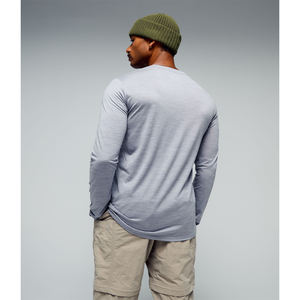 Camiseta Casual de Algodón de Manga Larga para Hombre, Holgada, de Color Sólido, Personalizada, Lavada al Ácido, Negra, Estilo Urbano, de Alta Calidad, OEM - Product Image 4