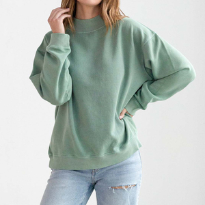 เสื้อสเวตเชิ้ตคอเต่าโอเวอร์ไซส์สำหรับผู้หญิง สีพื้น ทรงหลวม แขนยาว ผ้าถัก คอตตอน สวมใส่สบายๆ ในฤดูใบไม้ร่วง - Product Image 4