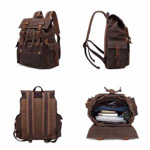 Sac à dos en cuir véritable et toile, résistant à l'eau, capacité 36-55L, usage quotidien, voyage, école, ordinateur portable, personnalisable, vente en gros - Product Image 6