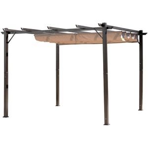Pergola Retrattile in Alluminio 10x10 ft per Patio, Tettoia Ombreggiante da Giardino in Colore Marrone - Product Image 1