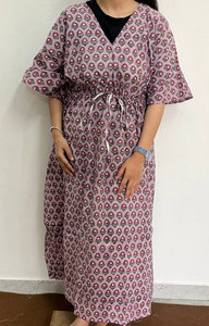 Vestido Kaftan de Algodón con Estampado Étnico para Mujer, Diseño Cómodo de Longitud Completa - Product Image 2