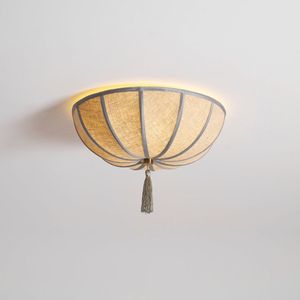 Plafonnier rond en tissu avec pompons, style bohème, décoration intérieure, luminaire pour salon - Product Image 3