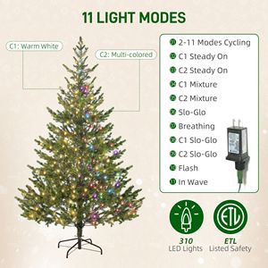 6ft Artificial Prelit Sparse Cedar Christmas <b>Tree</b> with LED <b>Lights</b> 1933 Tips Steel Base for Home Office Holiday for Halloween - Product Image 4