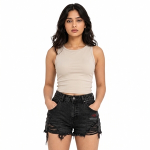 Shorts modernos para mujer con lavado ácido, cintura cómoda, corte relajado y elegante acabado lavado para un estilo diario. - Product Image 4