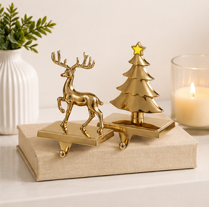 Juego de 2 Elegantes Ganchos para Calcetines Navideños, Modernos, Dorados, Ecológicos y Duraderos, con Forma de Reno, para Colgar en el Árbol o Chimenea, para Fiestas Navideñas - Product Image 4