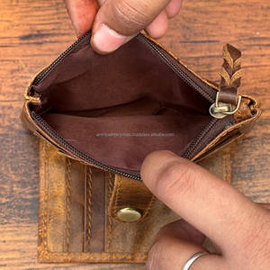Cartera con tarjetero de cuero genuino Vintage 2025 con monedero con cremallera, billetera de bolsillo delgada pequeña con bloqueo RFID para hombres y mujeres - Product Image 6