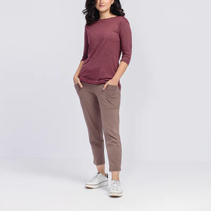 Camiseta de Manga Larga para Mujer, Cuello Redondo, Algodón Suave, Informal, Ligera, Transpirable, Básica para Uso Diario, Corte Cómodo y Relajado - Product Image 5