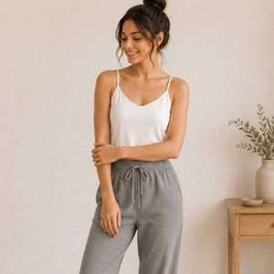Ensemble de vêtements de détente pour femmes, en coton et polyester, tricoté, respirant et confortable, pyjamas pour femmes, vêtements pour femmes - Product Image 1
