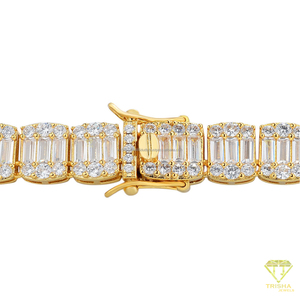 Collier chaîne tennis de luxe avec pierres taille baguette, ton or, accessoire de bijouterie hip-hop pour hommes et femmes, article cadeau tendance - Product Image 4