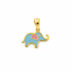 Namivaa 18Kt Yellow Gold Geometric <b>Elephant</b> Jewelry Set for Girls High Polish Enamel Pendant and Stud <b>Earrings</b> Daily Wear Gift - Product Image 3