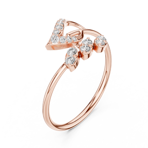 Anillo de oro macizo de 14k para mujer con diseño de forma abierta, corte redondo de diamante minimalista, ideal para regalo, compromiso, aniversario, boda. - Product Image 4