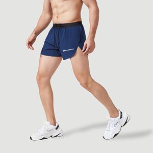 Men Bonded Seam Running Shorts with Underwear for Man Two <b>Layers</b> Quick Dry Polyester Sports Short Shorts Breathable Split Shorts - Product Image 1