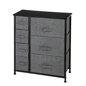 Cassettiera a 7 cassetti in acciaio con piano in legno, stile rustico, per camera da letto, armadio o organizzazione ufficio - Product Image 1