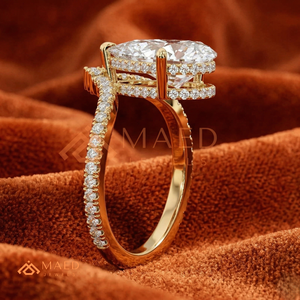 แหวนหมั้นทองคำแท้ 14K/18K ประดับเพชรโมอิสซาไนต์ทรงลูกแพร์สำหรับผู้หญิง แหวนวงแหวนรูปตัววีประดับเพชรแบบสองแถว - Product Image 2