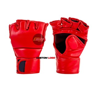 Guantes de MMA de Medio Dedo, Guantes de Entrenamiento de Boxeo de Cuero con Correa de Velcro en la Muñeca, Unisex, Guantes Personalizados de Alta Calidad - Product Image 5